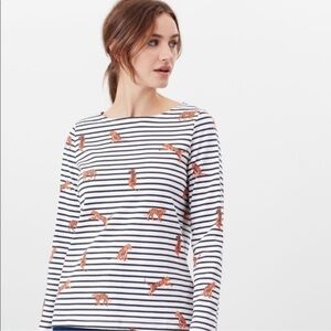 Joules Harbour print long sleeve jersey top, 10 US